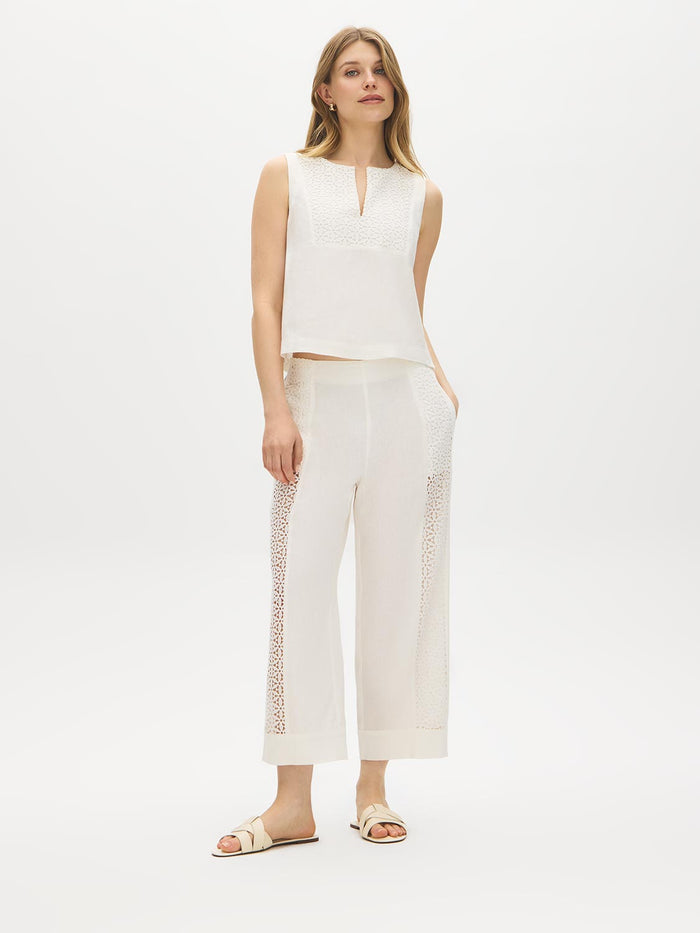 Sleeveless Crochet Lace Bib Blouse