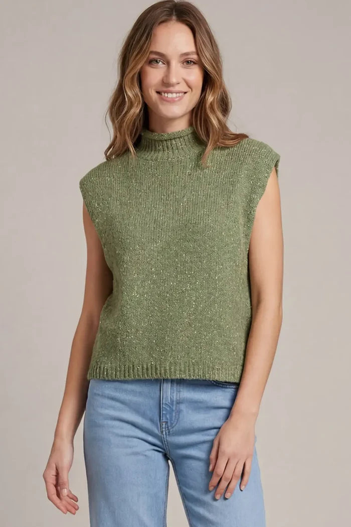 Sleeveless Mock Neck Sweater Vest