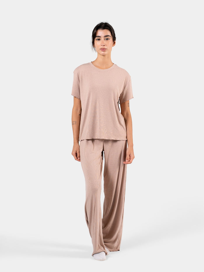 SOFT RIB PANT SET BEIGE 2
