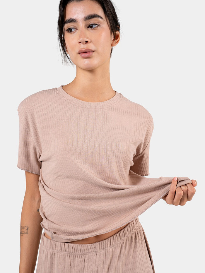 SOFT RIB PANT SET BEIGE 1