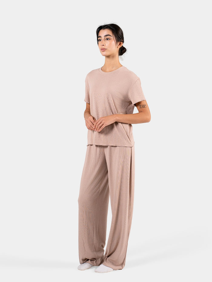 SOFT RIB PANT SET BEIGE 4