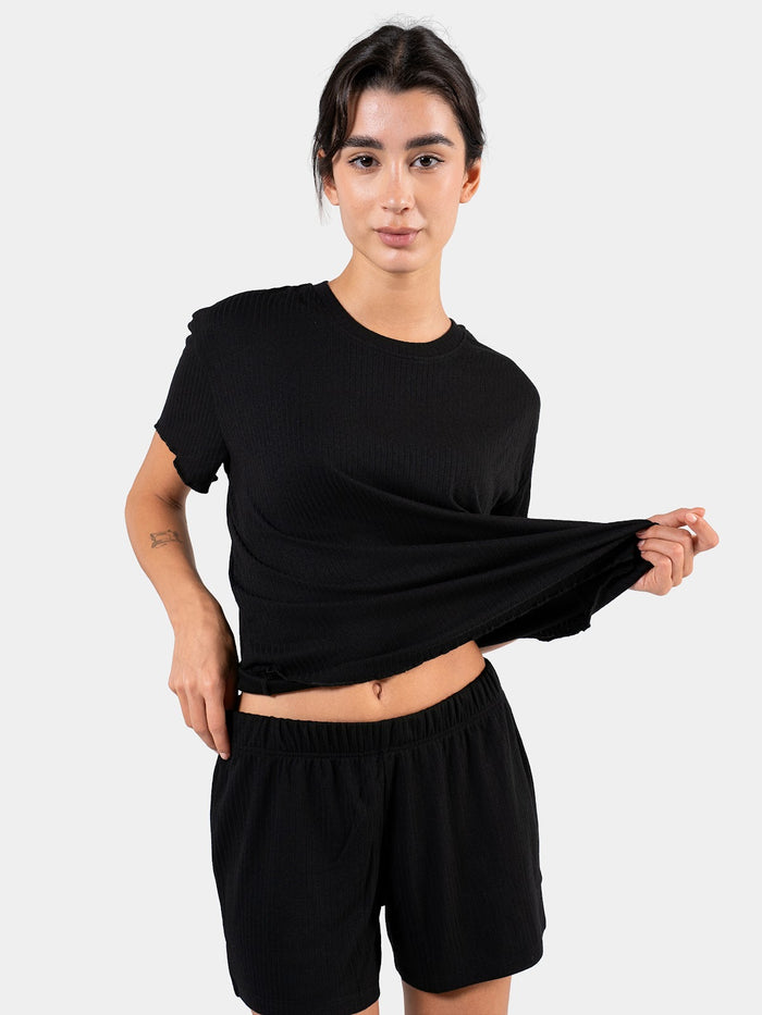 SOFT RIB SHORT SET BLACK 7
