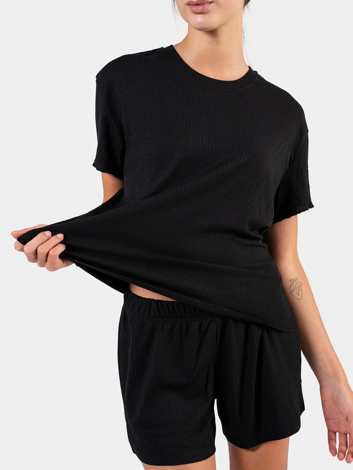 SOFT RIB SHORT SET BLACK 6