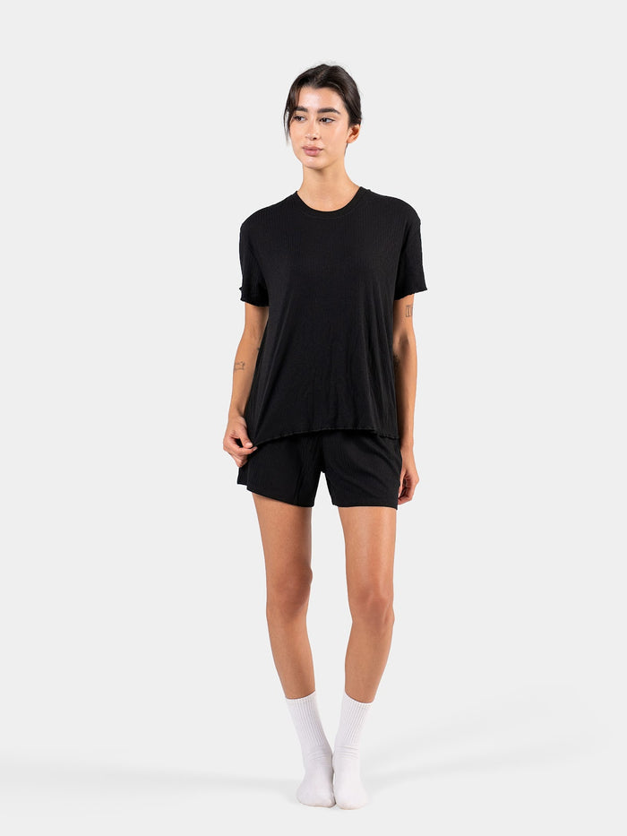 SOFT RIB SHORT SET BLACK 1