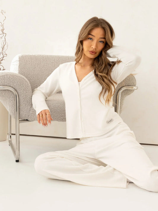 Soft Waffle Cardigan - Off White