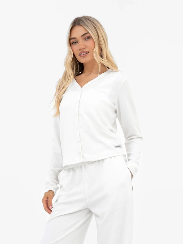 Soft Waffle Cardigan - Off White