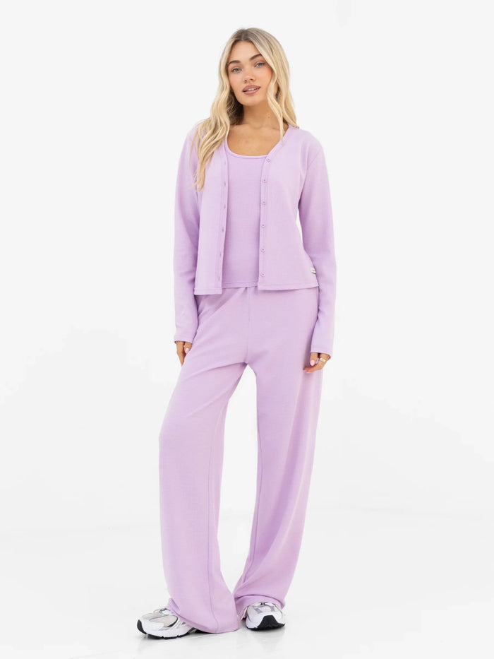 Soft Waffle Cardigan - Purple