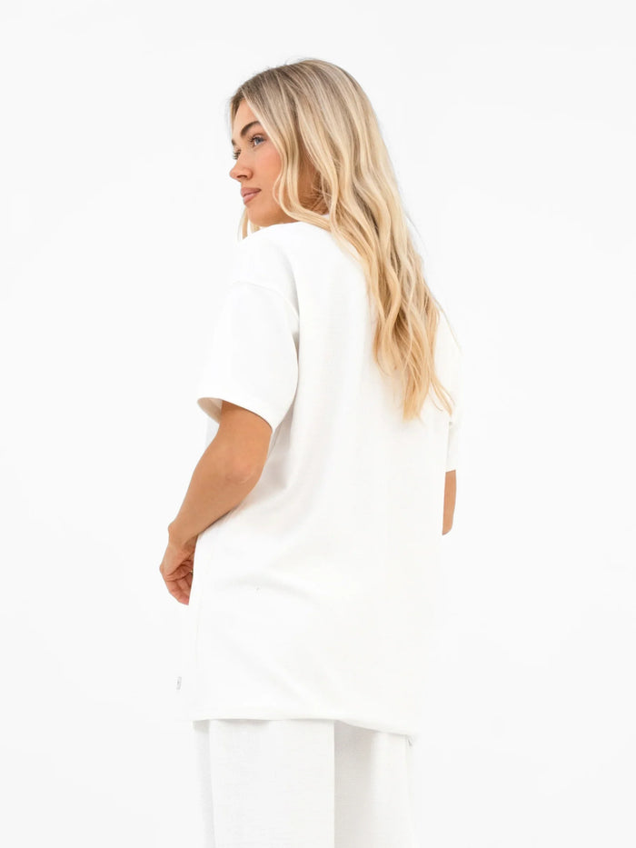 Soft Waffle Oversized T-Shirt - Off White