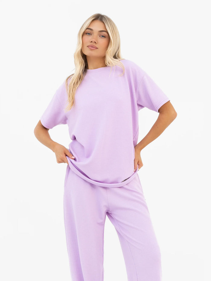 Soft Waffle Oversized T-Shirt - Purple