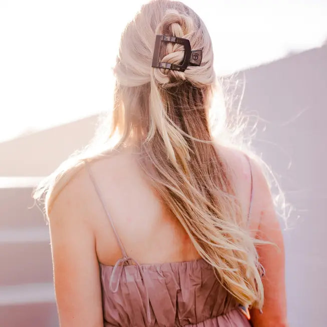 Square Flat Hair Clip | Jet Black | Medium
