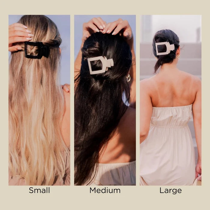 Square Flat Hair Clip | Jet Black | Medium