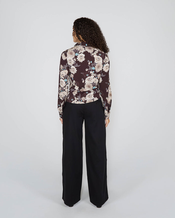 STEPHANIE SERIOUS FLORAL SHIRT - BLACK
