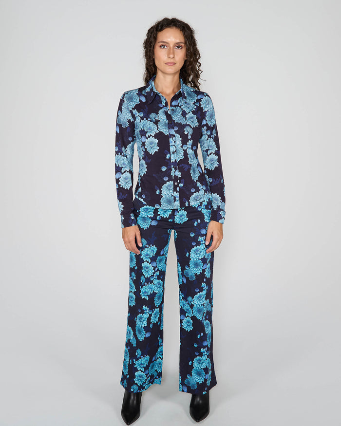STEPHANIE SERIOUS FLORAL SHIRT - NAVY
