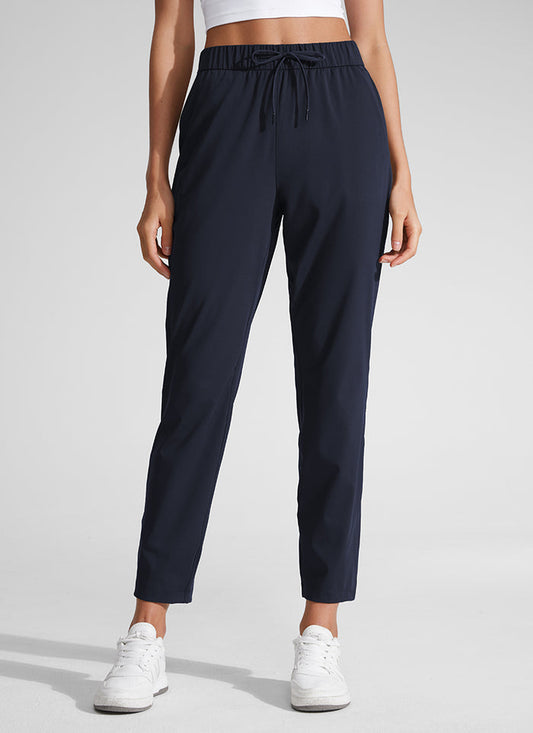 CRZ YOGA Women's Travel Slim Fit Stretch Drawstring 7/8 Pants 27'' Navy