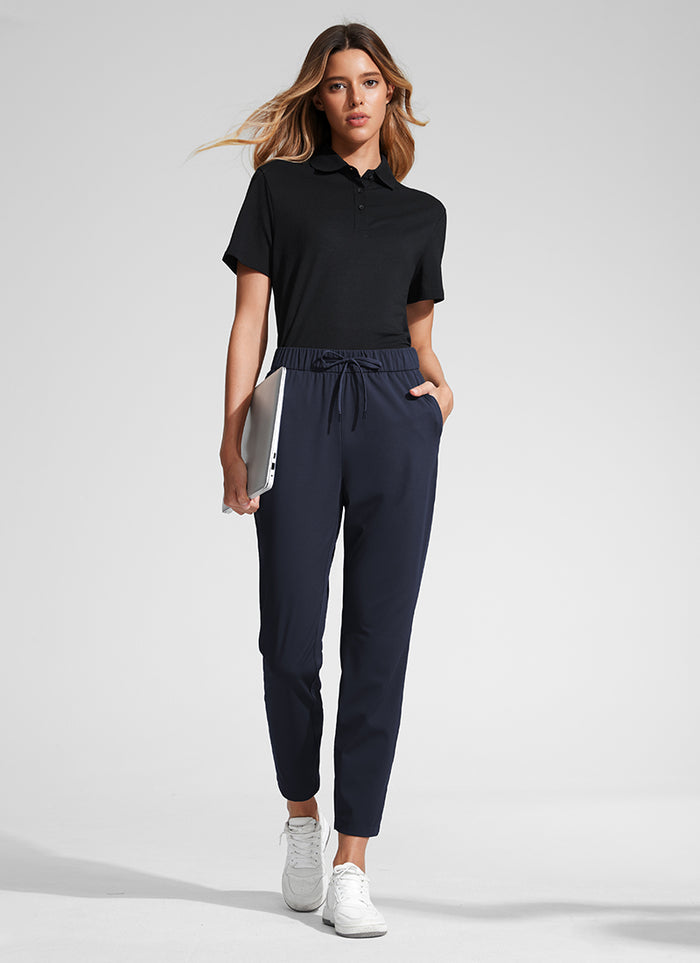 CRZ YOGA Women's Travel Slim Fit Stretch Drawstring 7/8 Pants 27'' Navy