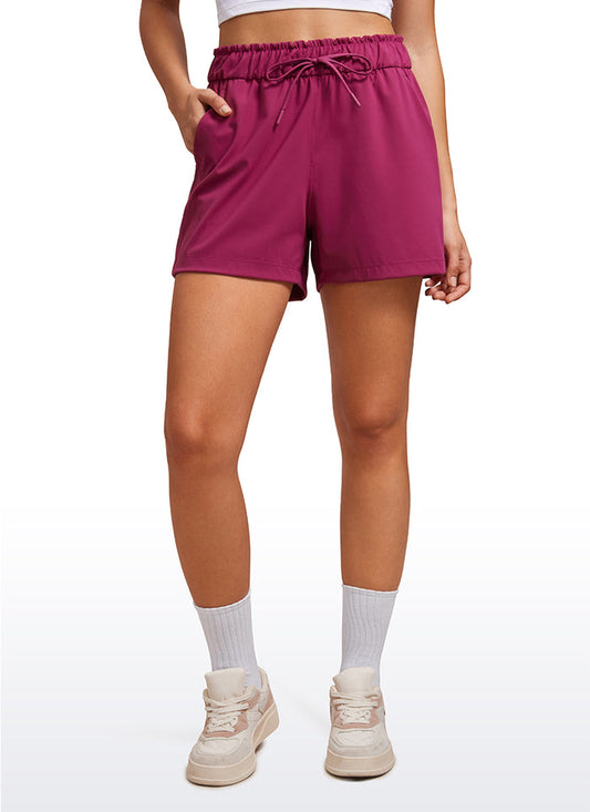CRZ YOGA Women's Travel Stretch High-Rise Drawstring Shorts 2.5" Magenta Purple