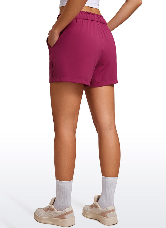 CRZ YOGA Women's Travel Stretch High-Rise Drawstring Shorts 2.5" Magenta Purple