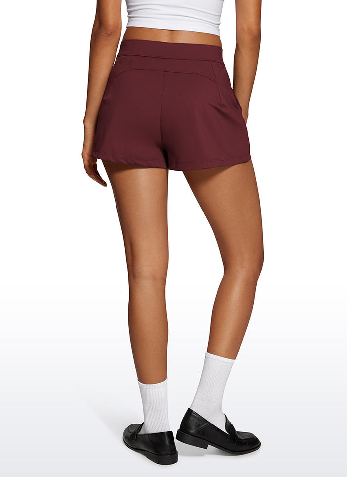CRZ YOGA Women's Golf Hiking Athletic 4-Way Stretch High-Rise Shorts 2.5" Red Merlot