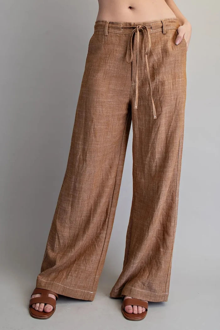 String Tie Straight Leg Pants