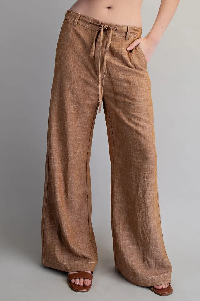 String Tie Straight Leg Pants