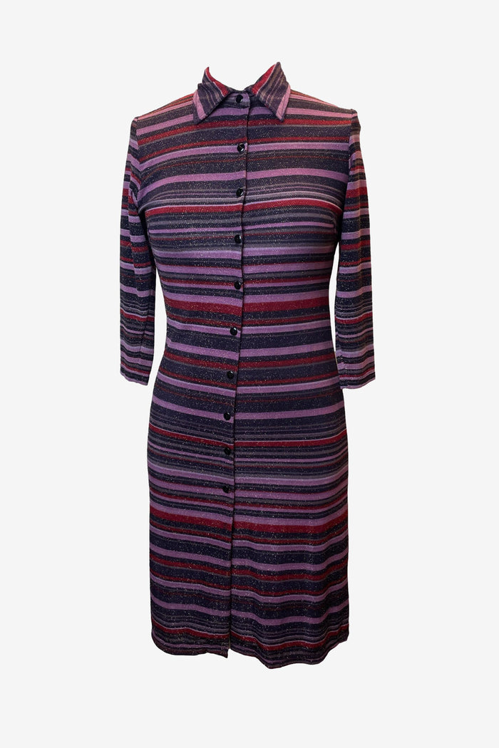 Striped Button Up Dress Midi Dress