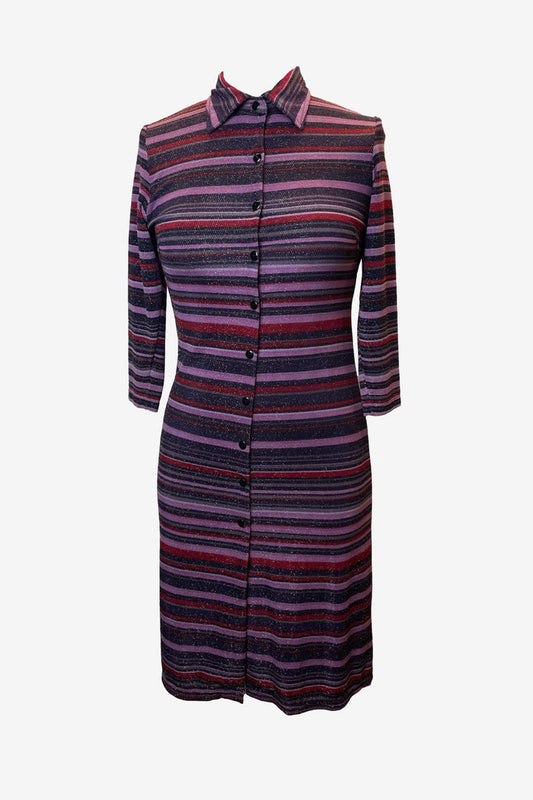 Striped Button Up Dress Midi Dress