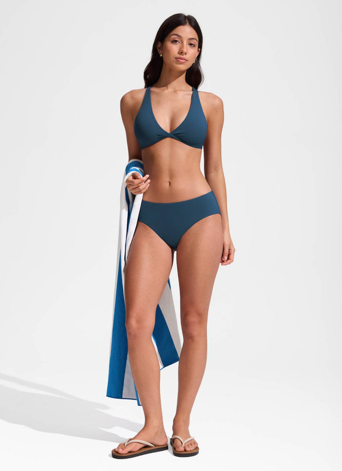 CRZ YOGA Women's Swimwear Tops Sunshine Bikini Top V Neck Criss Cross Insignia Blue