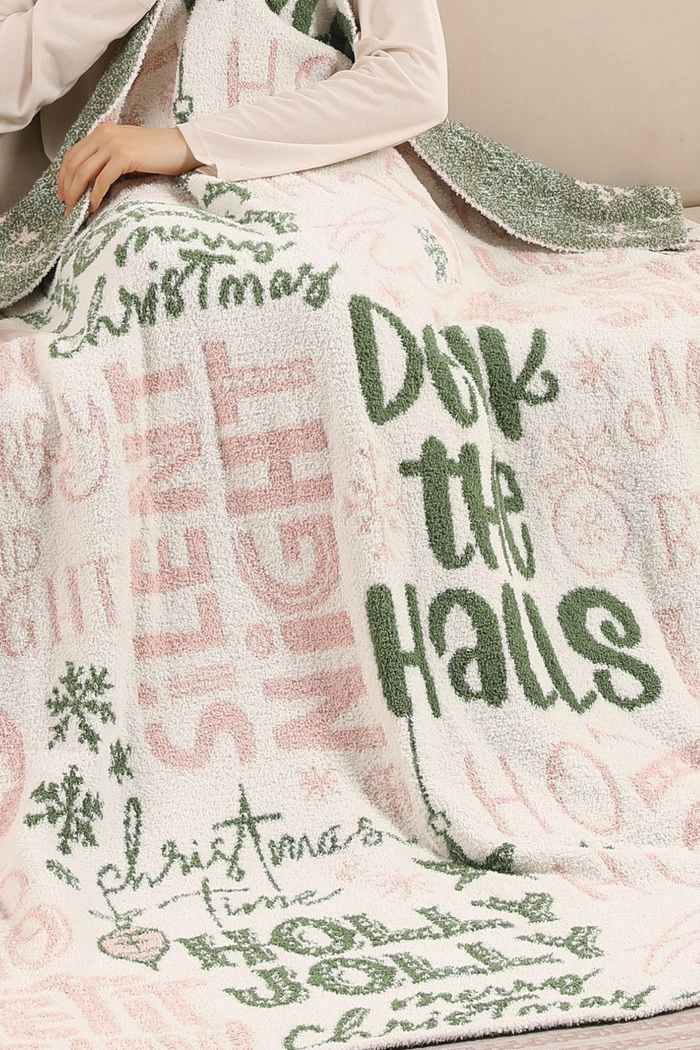 Super Lux Holly Jolly Christmas Blanket – Pink & Green