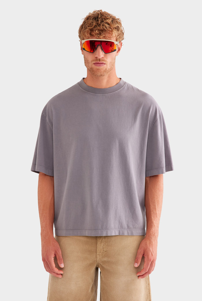 Supersized Cotton T-Shirt - Pigment Dyed Dark Grey