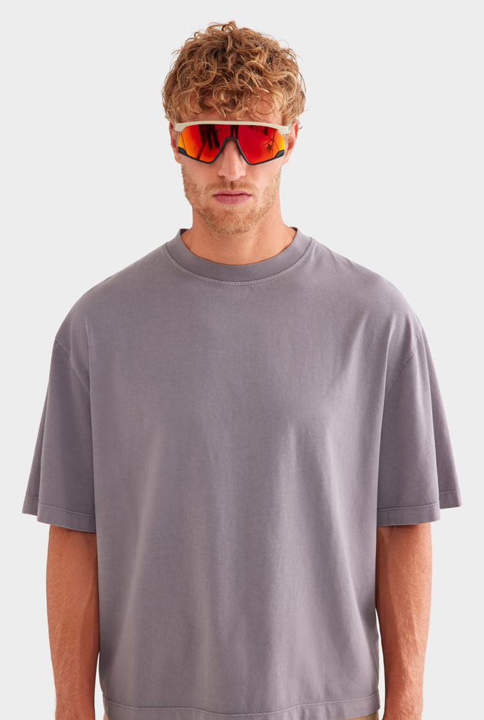 Supersized Cotton T-Shirt - Pigment Dyed Dark Grey