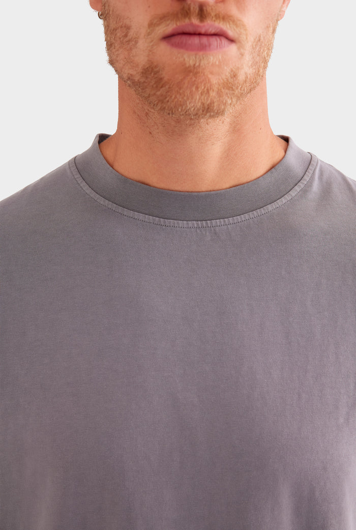 Supersized Cotton T-Shirt - Pigment Dyed Dark Grey