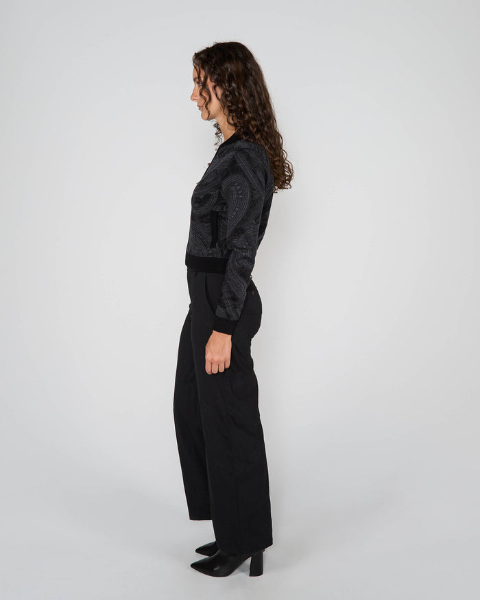 SUSAN ZIP-UP JACQUARD SWEATER - BADALONA CHARCOAL