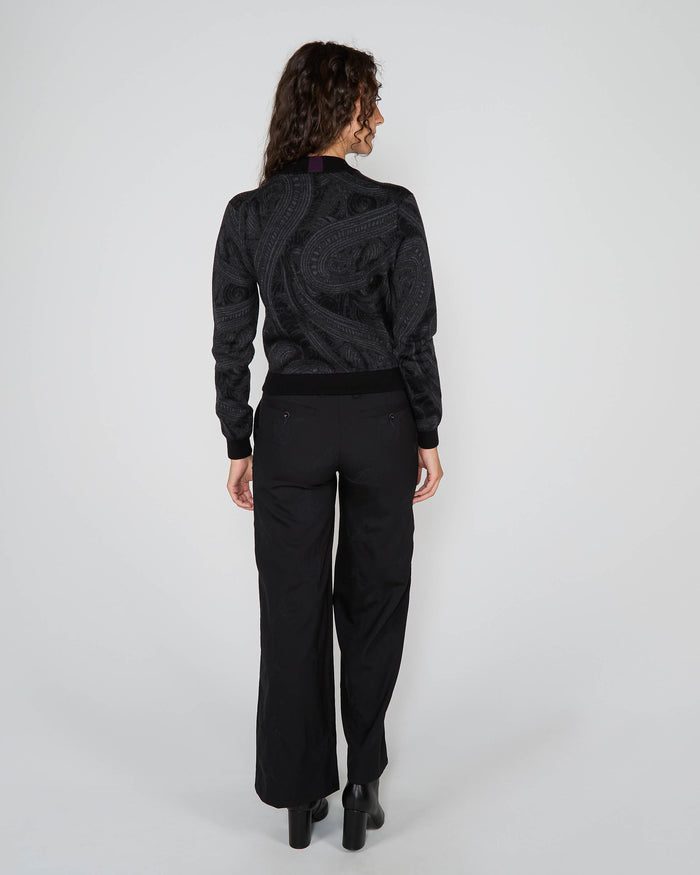 SUSAN ZIP-UP JACQUARD SWEATER - BADALONA CHARCOAL
