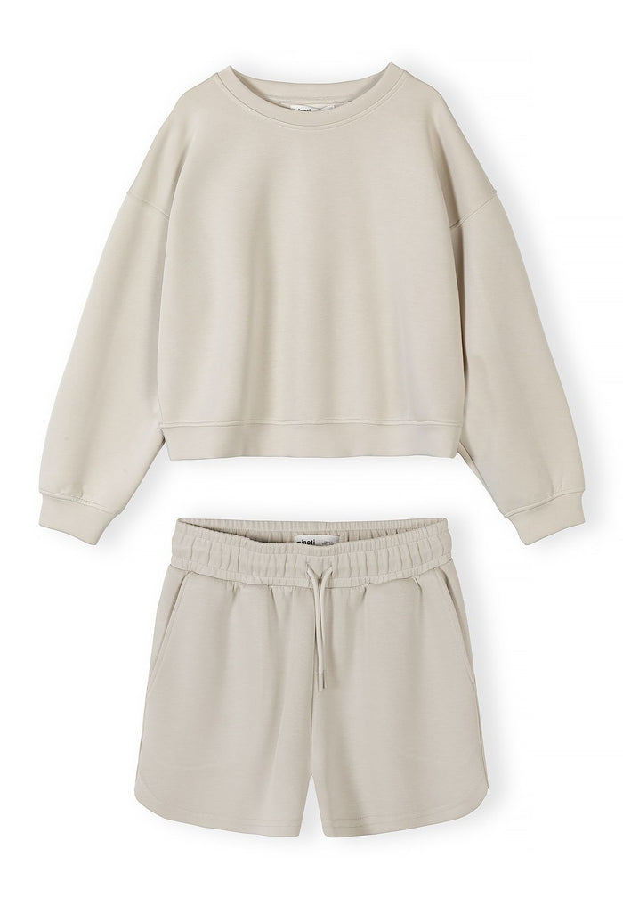 Sweatshirt and Shorts Set, Beige, Loungewear - 2
