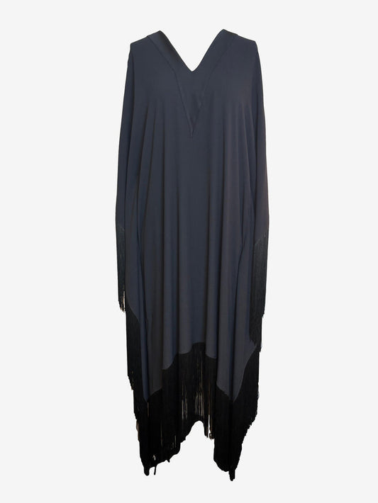 Taller Marmo Fringe V Neck Midi Dress