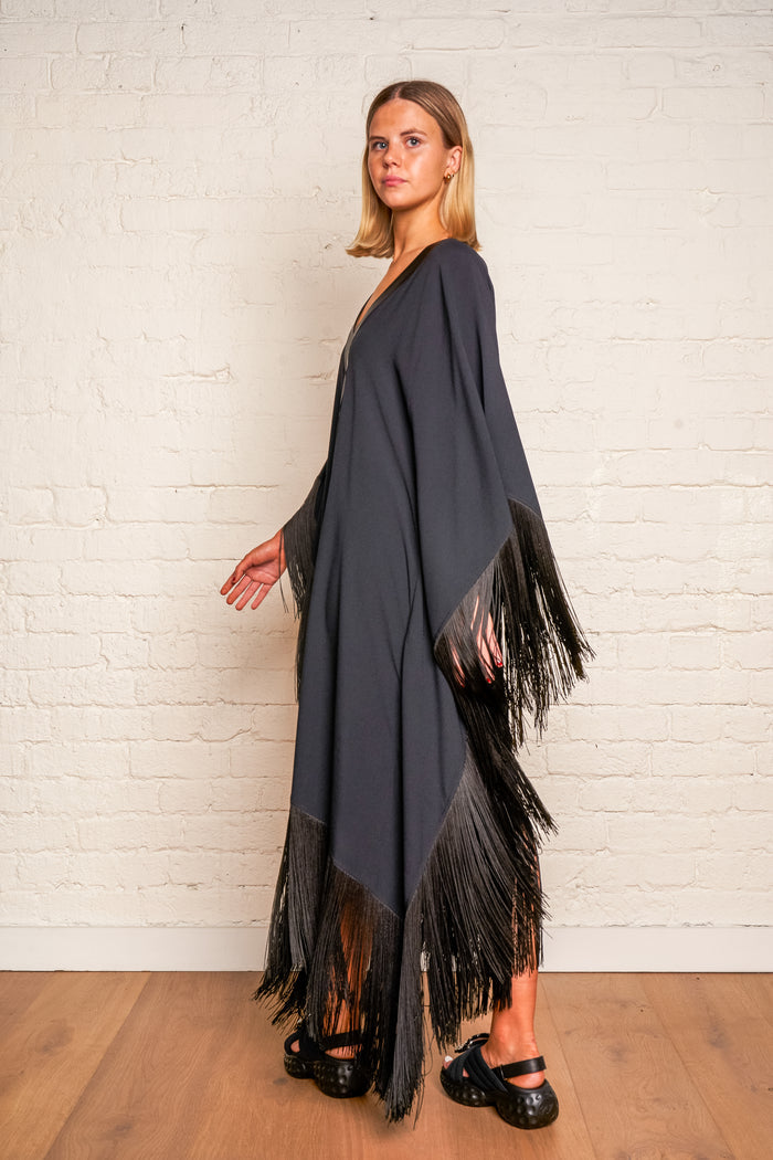 Taller Marmo Fringe V Neck Midi Dress image 0