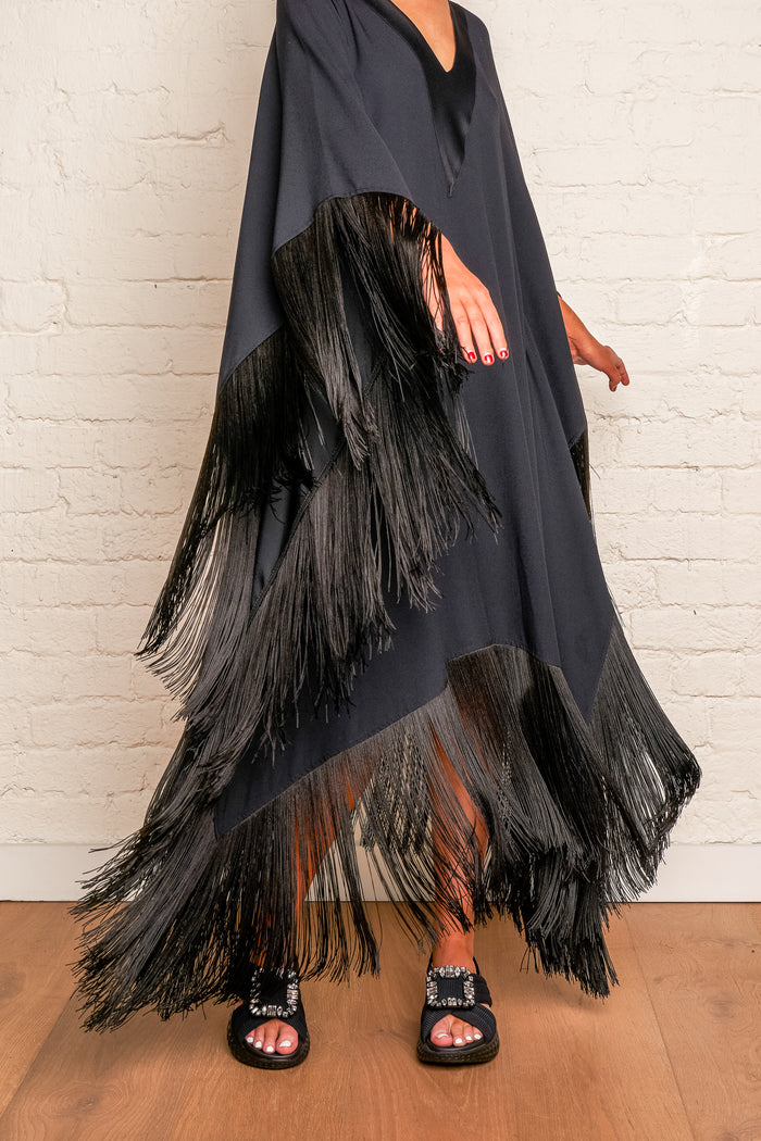 Taller Marmo Fringe V Neck Midi Dress image 3