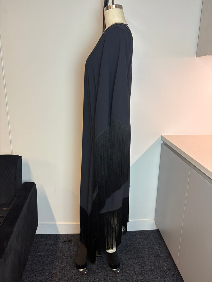Taller Marmo Fringe V Neck Midi Dress
