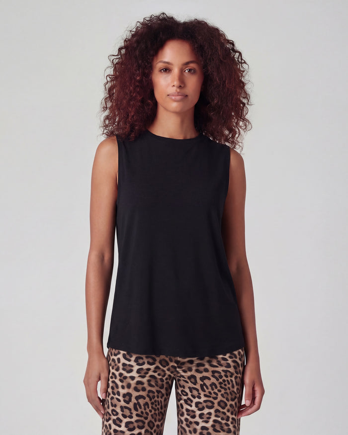 TARA BLACK WOMENS MUSCLE TANK
