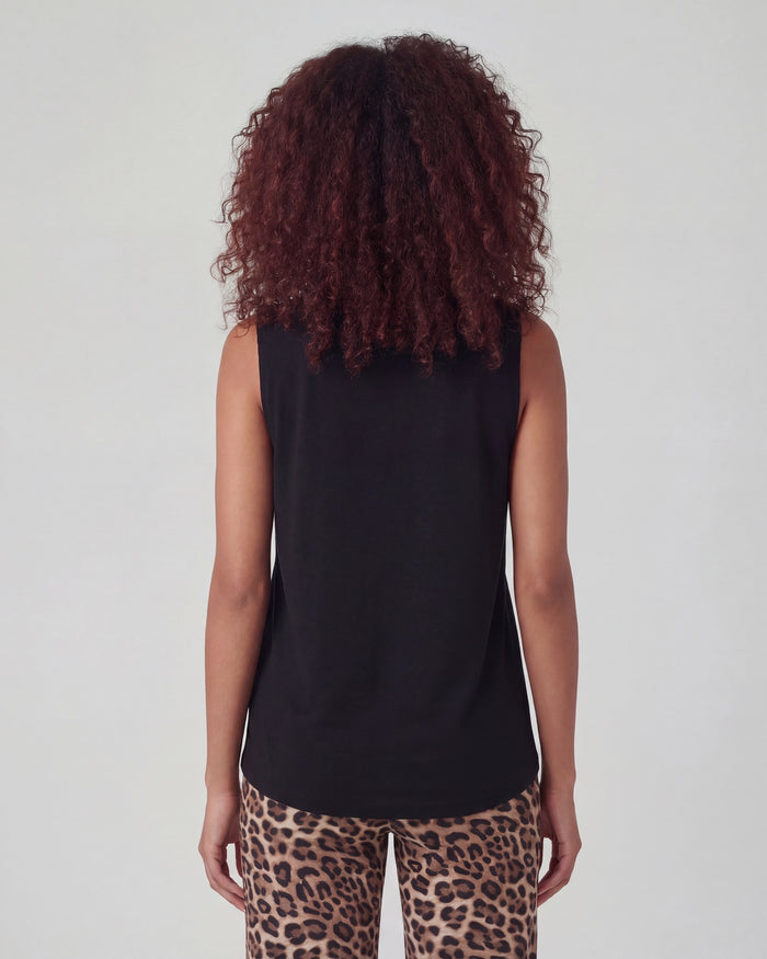 TARA BLACK WOMENS MUSCLE TANK