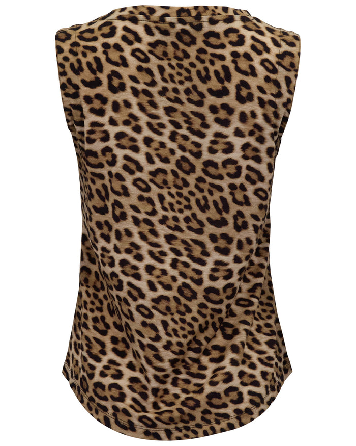 TARA LEOPARD BROWN WOMENS MUSCLE TANK