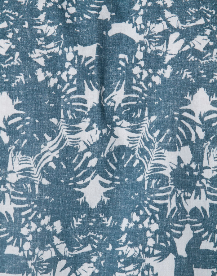 Teal Floral Print Short Sleeves Shirt