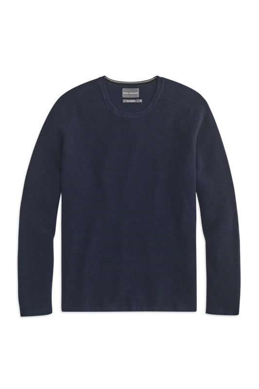 Front view of Tech Merino Waffle Crew Neck Sweater in Total Eclipse