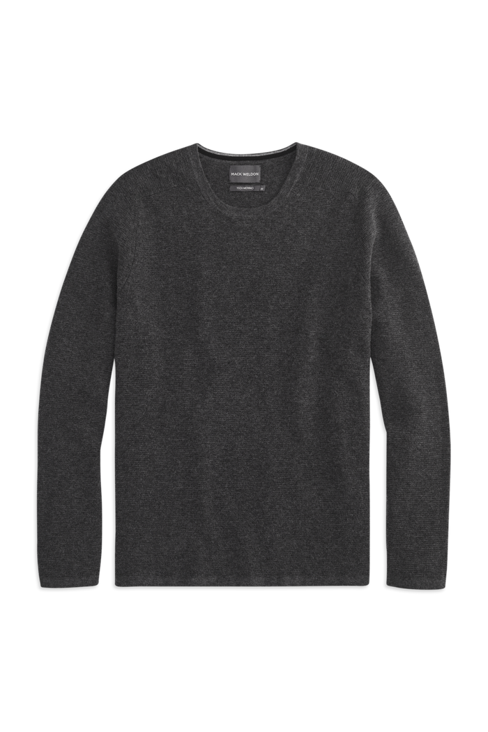 Front view of Tech Merino Waffle Crew Neck Sweater in Charcoal Heather