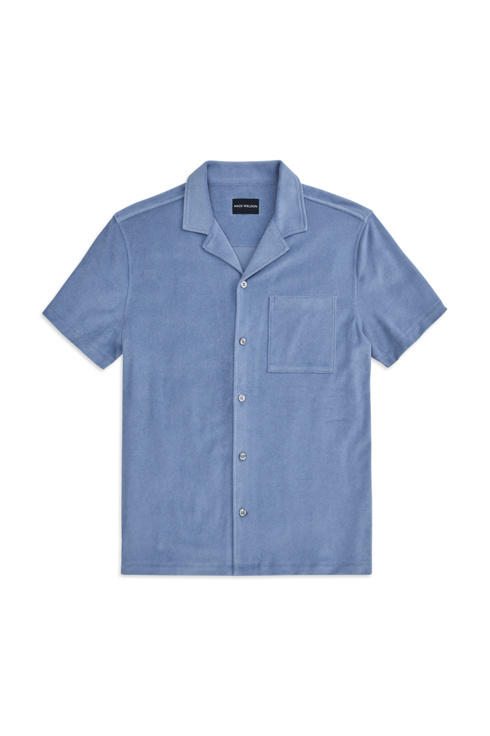 Front view of Terry Cloth Short Sleeve Button Up in Desert Spring
