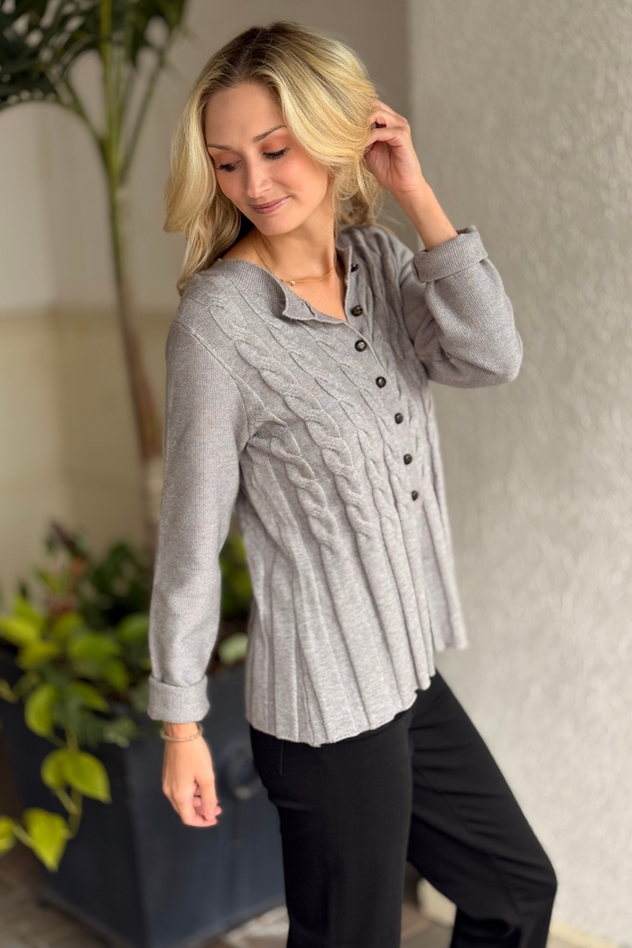 The Briar Cable Knit Cardigan – Grey