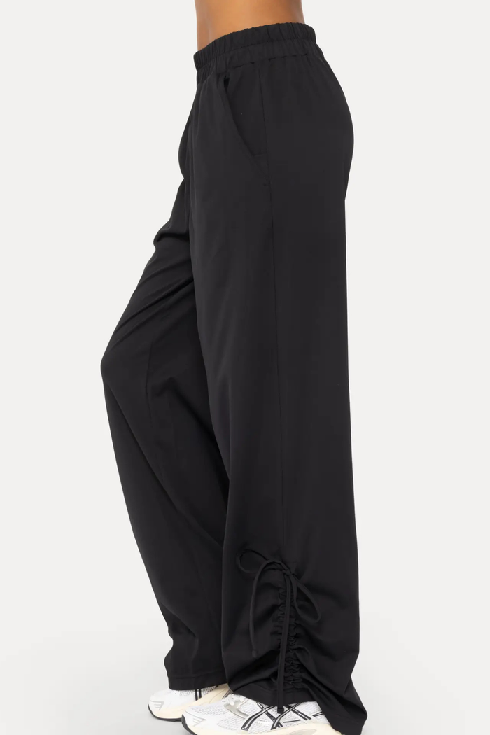 The EcoChic Drawcord Wide Leg Pants – Black