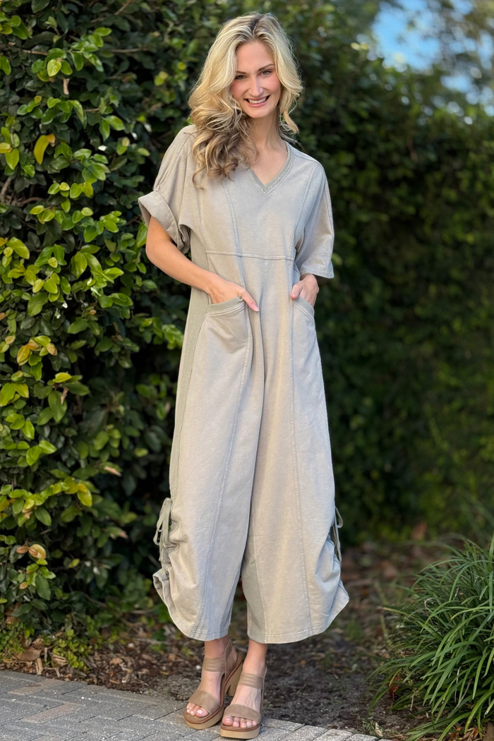 The Effortless Utility Jumpsuit in Khaki Olive