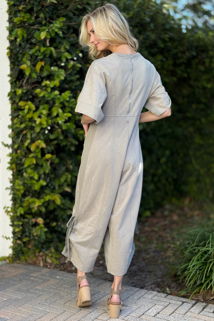 The Effortless Utility Jumpsuit in Khaki Olive
