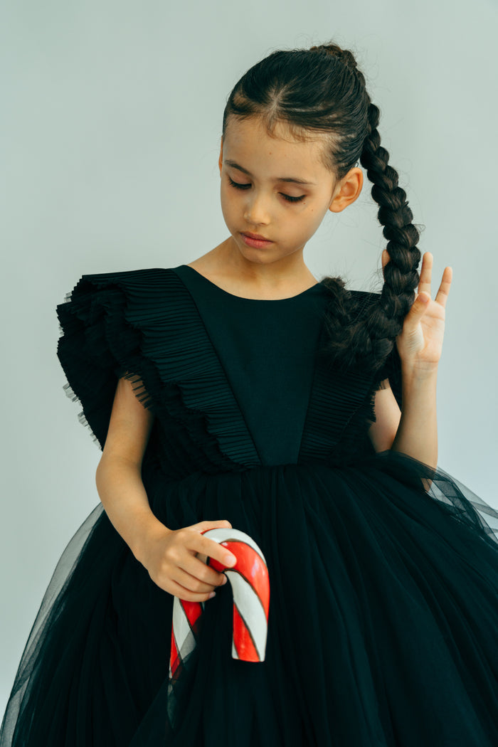 puffy children dress black